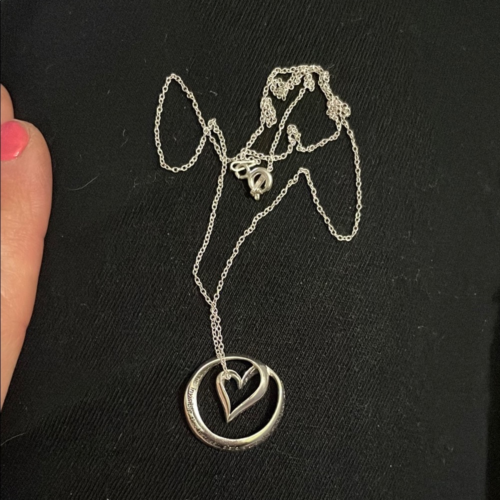 Sterling Silver “sister” Heart Pendant Necklace